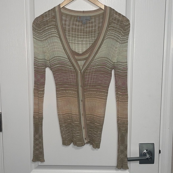 MISSONI Vneck Cardigan & Tank Set Front Button Down Zig Zag Print Pink Blue 6/8 - Picture 9 of 15